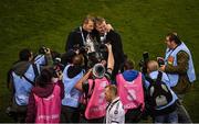 4 November 2018; Dundalk manager Stephen Kenny, right, and his assistant Vinny Perth celebrate with the cup after the Irish Daily Mail FAI Cup Final match between Cork City and Dundalk at the Aviva Stadium in Dublin. Photo by Brendan Moran/Sportsfile
