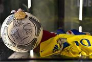 24 November 2018; A detailed view of a football signed by the Spanish national team, following their success during the 2012 European Championships, at the National Football Exhibition at Dundrum Shopping Centre in Dundrum, Dublin. Photo by Seb Daly/Sportsfile