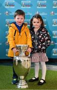 24 November 2018; Logan Seery, age 4, from Sandyford, and Freya Byrne, age 4, from Monkstown, Co. Dublin, at the National Football Exhibition at Dundrum Shopping Centre in Dundrum, Dublin. Photo by Seb Daly/Sportsfile