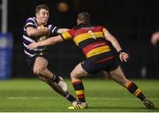 23 November 2018; Jamie Glynn of Terenure College evades the tackle of Denis Coulson of Lansdowne during the Ulster Bank League Division 1A match between Lansdowne and Terenure College at Aviva Stadium in Dublin.  Photo by Ben McShane/Sportsfile