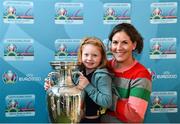 24 November 2018; Rebecca Condron, age 6, with mother Laura, from Terenure, Dublin, with the Henri Delaunay Trophy at National Football Exhibition at Dundrum Shopping Centre in Dundrum, Dublin. Photo by Seb Daly/Sportsfile