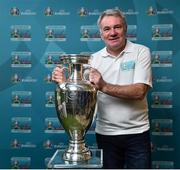 24 November 2018; Former Republic of Ireland international Ray Houghton is photographed with the Henri Delaunay Trophy as he launches the National Football Exhibition at Dundrum Shopping Centre in Dundrum, Dublin. Photo by Seb Daly/Sportsfile