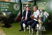 24 November 2018; Former Republic of Ireland international Ray Houghton, right, is interview by MC by Darragh Maloney as he launches the National Football Exhibition at Dundrum Shopping Centre in Dundrum, Dublin. Photo by Seb Daly/Sportsfile