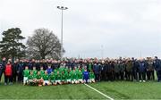 24 November 2018; UCD U15 players pose for a photograph with attendees during the 2018 FAI Coach Education Conference at IT Carlow, in Carlow. Photo by Harry Murphy/Sportsfile