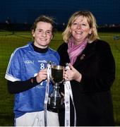 24 November 2018; LGFA President Marie Hickey presents the cup to Munster captain Briege Corkery following the Ladies Gaelic Annual Interprovincials at WIT Sports Campus, in Waterford. Photo by David Fitzgerald/Sportsfile