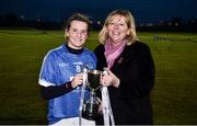 24 November 2018; LGFA President Marie Hickey presents the cup to Munster captain Briege Corkery following the Ladies Gaelic Annual Interprovincials at WIT Sports Campus, in Waterford. Photo by David Fitzgerald/Sportsfile
