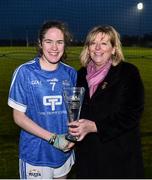 24 November 2018; LGFA President Marie Hickey presents the player of the tournament award to Emma Murray of Munster following the Ladies Gaelic Annual Interprovincials at WIT Sports Campus, in Waterford. Photo by David Fitzgerald/Sportsfile
