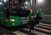 24 November 2018; Ireland players, John Cooney, left, and Jack Conan, arrive prior to the Guinness Series International match between Ireland and USA at the Aviva Stadium in Dublin. Photo by Brendan Moran/Sportsfile