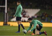 24 November 2018; Joey Carbery, right, and Ross Byrne of Ireland practice their kicking prior to the Guinness Series International match between Ireland and USA at the Aviva Stadium in Dublin. Photo by Brendan Moran/Sportsfile