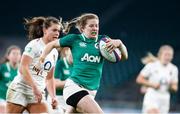 24 November 2018; Lauren Delany of Ireland on her way to scoring her side's second try during the Women's International Rugby match between England and Ireland at Twickenham Stadium in London, England. Photo by Matt Impey/Sportsfile