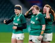 24 November 2018; Dejected Ireland players, from left, Claire Molloy, Leah Lyons and Fiona Reidy following the Women's International Rugby match between England and Ireland at Twickenham Stadium in London, England. Photo by Matt Impey/Sportsfile