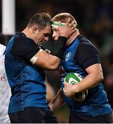 24 November 2018; John Ryan of Ireland, right, is congratulated by team-mate Rhys Ruddock after scoring his side's eighth try during the Guinness Series International match between Ireland and USA at the Aviva Stadium in Dublin. Photo by Seb Daly/Sportsfile