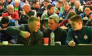 24 November 2018; Bohemians assistant manager Trevor Croly, left, with Bohemians manager Keith Long and Shelbourne manager Ian Morris, right, in conversation during the 2018 FAI Coach Education Conference at IT Carlow in Carlow. Photo by Piaras Ó Mídheach/Sportsfile