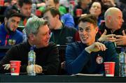 24 November 2018; Bohemians manager Keith Long, left, and Shelbourne manager Ian Morris speaking during the 2018 FAI Coach Education Conference at IT Carlow in Carlow. Photo by Piaras Ó Mídheach/Sportsfile