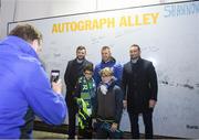 23 November 2018; Supporters pose for a photo with Robbie Henshaw, Seán O'Brien and Dave Kearney of Leinster in Autograph Alley at the Guinness PRO14 Round 9 match between Leinster and Ospreys at the RDS Arena in Dublin. Photo by Harry Murphy/Sportsfile