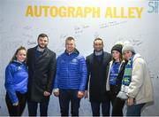 23 November 2018; Cliona O'Reilly, Molly Fitzpatrick and Kate Egan from Malahide, Co. Dublin, pose for a photo with Robbie Henshaw, Seán O'Brien and Dave Kearney of Leinster in Autograph Alley at the Guinness PRO14 Round 9 match between Leinster and Ospreys at the RDS Arena in Dublin. Photo by Harry Murphy/Sportsfile