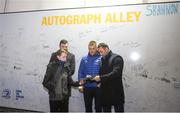 23 November 2018;  A supporter has his programme signed by Dave Kearney with Robbie Henshaw and Seán O'Brien of Leinster in Autograph Alley at the Guinness PRO14 Round 9 match between Leinster and Ospreys at the RDS Arena in Dublin. Photo by Harry Murphy/Sportsfile