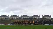 11 November 2018; The Dr Crokes team stand for Amhrán na bhFiann before the AIB Munster GAA Football Senior Club Championship semi-final match between Dr Crokes and St Finbarr's at Dr Crokes GAA, in Killarney, Co. Kerry. Photo by Piaras Ó Mídheach/Sportsfile