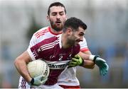 25 November 2018; Simon Cadam of Mullinalaghta St Columba's in action against Chris Burke of Eire Og during the AIB Leinster GAA Football Senior Club Championship semi-final match between Mullinalaghta St. Columba's and Eire Og at Glennon Brothers Pearse Park in Longford. Photo by Matt Browne/Sportsfile