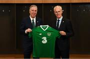 25 November 2018; Newly appointed Republic of Ireland manager Mick McCarthy with FAI Chief Executive John Delany, left, prior to a press conference at the Aviva Stadium in Dublin. Photo by Stephen McCarthy/Sportsfile