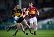 25 November 2018; Micheál Burns of Dr Crokes is tackled by Brian Curtin of St Joseph’s Miltown Malbay during the AIB Munster GAA Football Senior Club Championship Final match between Dr. Crokes and St. Josephs Miltown Malbay at the Gaelic Grounds in Limerick. Photo by Eóin Noonan/Sportsfile