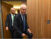 25 November 2018; Newly appointed Republic of Ireland manager Mick McCarthy, right, and FAI High Performance Director Ruud Dokter arrive at a press conference at the Aviva Stadium in Dublin. Photo by Ramsey Cardy/Sportsfile