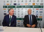 25 November 2018; John Delaney, CEO, Football Association of Ireland, left, and Newly appointed Republic of Ireland manager Mick McCarthy during a press conference at the Aviva Stadium in Dublin. Photo by Seb Daly/Sportsfile