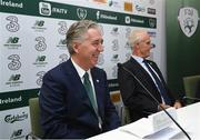 25 November 2018; John Delaney, CEO, Football Association of Ireland, left, and FAI High Performance Director, Ruud Dokter, during a press conference at the Aviva Stadium in Dublin. Photo by Ramsey Cardy/Sportsfile