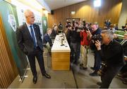 25 November 2018; Newly appointed Republic of Ireland manager Mick McCarthy arrives prior a press conference at the Aviva Stadium in Dublin. Photo by Stephen McCarthy/Sportsfile