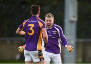 25 November 2018; Andrew McGowan, left, and David Nestor of Kilmacud Crokes celebrate after the AIB Leinster GAA Football Senior Club Championship semi-final match between Kilmacud Crokes and Portlaoise at Parnell Park in Dublin. Photo by Daire Brennan/Sportsfile