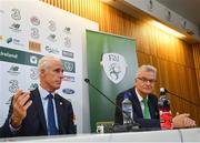 25 November 2018; Newly appointed Republic of Ireland manager Mick McCarthy, left, and FAI High Performance Director, Ruud Dokter, during a press conference at the Aviva Stadium in Dublin. Photo by Ramsey Cardy/Sportsfile
