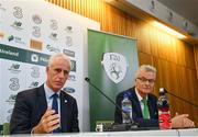25 November 2018; Newly appointed Republic of Ireland manager Mick McCarthy, left, and FAI High Performance Director, Ruud Dokter, during a press conference at the Aviva Stadium in Dublin. Photo by Ramsey Cardy/Sportsfile