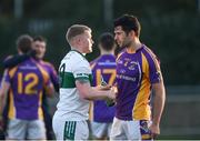 25 November 2018; Scott Lawless of Portlaoise shakes hands with Cian O'Sullivan of Kilmacud Crokes after the AIB Leinster GAA Football Senior Club Championship semi-final match between Kilmacud Crokes and Portlaoise at Parnell Park in Dublin. Photo by Daire Brennan/Sportsfile