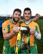 25 November 2018; Michael Lundy of Corofin, left, and Ian Burke of Corofin celebrate following the AIB Connacht GAA Football Senior Club Championship Final match between Ballintubber and Corofin at Elvery's MacHale Park in Castlebar, Mayo. Photo by David Fitzgerald/Sportsfile