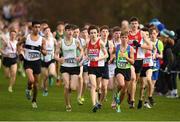 25 November 2018; Abdel Laadjel of Donore Harriers Co. Meath, left, Sean Cotter of Craughwell A.C. Co. Galway, second left, Dean Casey of Ennis Track A.C. Co. Calrem centre, and Scott Fagan of Metro/St. Brigid's A.C. Co. Dublin, competing in the Boys U16 4,000m during the Irish Life Health National Senior & Junior Cross Country Championships at National Sports Campus in Abbottstown, Dublin. Photo by Harry Murphy/Sportsfile