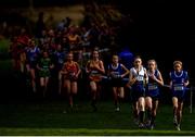 25 November 2018; Sophie Quinn of Ratoath A.C. Co. Dublin, left, Aine Sheridan of Ballymore Cobh A.C. Co. Cork, centre, and Louise O'Mahony of B.M.O.H Co. Clare, competing in the Girls U14 2,000m during the Irish Life Health National Senior & Junior Cross Country Championships at National Sports Campus in Abbottstown, Dublin. Photo by Harry Murphy/Sportsfile
