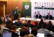 25 November 2018; Newly appointed Republic of Ireland manager Mick McCarthy, right, and John Delaney, CEO, Football Association of Ireland, during a press conference at Aviva Stadium in Dublin. Photo by Stephen McCarthy/Sportsfile