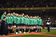 24 November 2018; The Ireland team stand for &quot;Ireland's Call&quot; prior to the Guinness Series International match between Ireland and USA at the Aviva Stadium in Dublin. Photo by Brendan Moran/Sportsfile