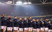 24 November 2018; The USA team stand for their national anthem prior to the Guinness Series International match between Ireland and USA at the Aviva Stadium in Dublin. Photo by Brendan Moran/Sportsfile