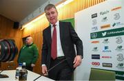 26 November 2018; Newly appointed Republic of Ireland U21 manager Stephen Kenny arrives to a press conference at Aviva Stadium in Dublin. Photo by Stephen McCarthy/Sportsfile