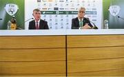 26 November 2018; Newly appointed Republic of Ireland U21 manager Stephen Kenny, left, and FAI High Performace Director Ruud Dokter during a press conference at Aviva Stadium in Dublin. Photo by Stephen McCarthy/Sportsfile