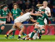 24 November 2018; Claire Molloy of Ireland is tackled by Abbie Scott and Vicky Felletwood, behind, of England during the Women's International Rugby match between England and Ireland at Twickenham Stadium in London, England. Photo by Matt Impey/Sportsfile