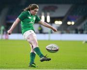 24 November 2018; Ellen Murphy of Ireland kicks a conversion during the Women's International Rugby match between England and Ireland at Twickenham Stadium in London, England. Photo by Matt Impey/Sportsfile