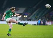 24 November 2018; Ellen Murphy of Ireland kicks a conversion during the Women's International Rugby match between England and Ireland at Twickenham Stadium in London, England. Photo by Matt Impey/Sportsfile