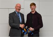 26 November 2018; Brian Mullins, Director of Sport, UCD, presents hurler Stephen Quirke of Moyle Rovers and Tipperary with a UCD scarf during the UCD GAA Sports Scholarship Presentation 2018/2019 at UCD in Dublin. Photo by Piaras Ó Mídheach/Sportsfile