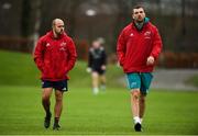 27 November 2018; Defence coach JP Ferreira, left, and Tadhg Beirne arrive for Munster Rugby squad training at the University of Limerick in Limerick. Photo by Diarmuid Greene/Sportsfile