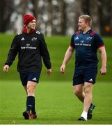 27 November 2018; Tyler Bleyendaal, left, and John Ryan arrive for Munster Rugby squad training at the University of Limerick in Limerick. Photo by Diarmuid Greene/Sportsfile