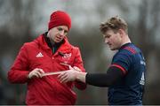 27 November 2018; Chris Cloete gets some strapping applied by physio Keith Thornhill during Munster Rugby squad training at the University of Limerick in Limerick. Photo by Diarmuid Greene/Sportsfile