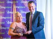 24 November 2018; Genevieve Sheridan, Scott-Orwell Wheelers, receives the Volunteer of the Year award from Ciaran McKenna, Cycling Ireland President, during the Cycling Ireland Awards at the Crowne Plaza Hotel in Blanchardstown, Dublin. Photo by Stephen McMahon/Sportsfile