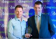 24 November 2018; Sam Bennett, Bora–Hansgrohe, receives the International Performance of the Year award from Geoff Liffey, CEO of Cycling Ireland, during the Cycling Ireland Awards at the Crowne Plaza Hotel in Blanchardstown, Dublin. Photo by Stephen McMahon/Sportsfile